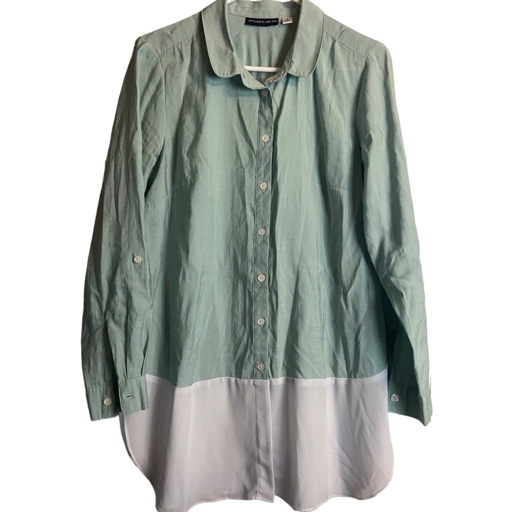 Styled by joe zee sage mint cream off white jlongsleeve boyfriend ladies small